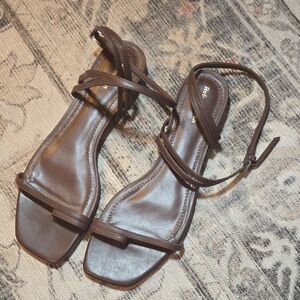 10. Reformation Lauren Brown Flat Leather Ankle Strap Sandals – 6.5